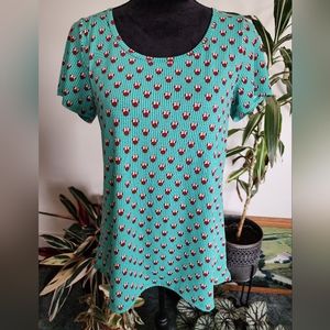 LuLaRoe tunic Minnie Mouse shirt, small, teal and burgundy